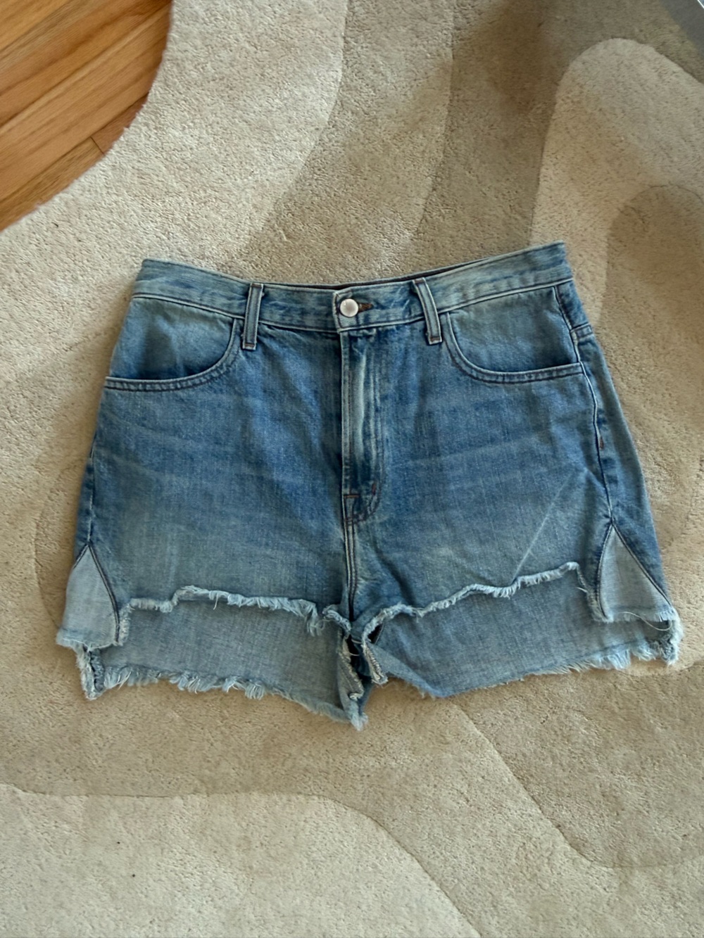 J Brand Distressed Light Blue Denim Shorts